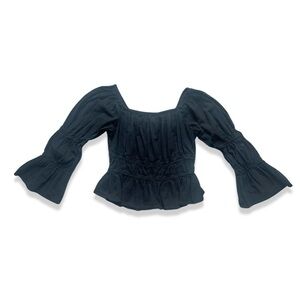 Wayf Black Peasant Top Off-The-Shoulder Milk Maid Blouse Size Small